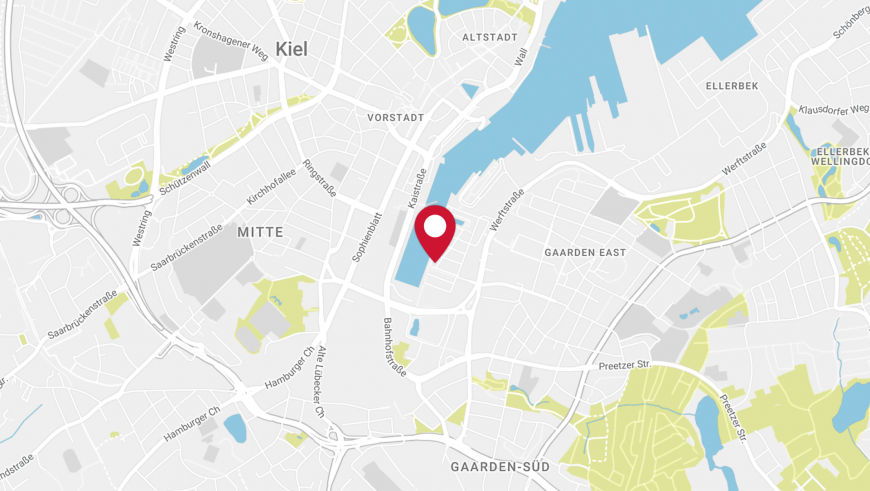 Standortkarte von Pflegedienst Meichner am Willy-Brandt-Ufer 10 in 24143 Kiel